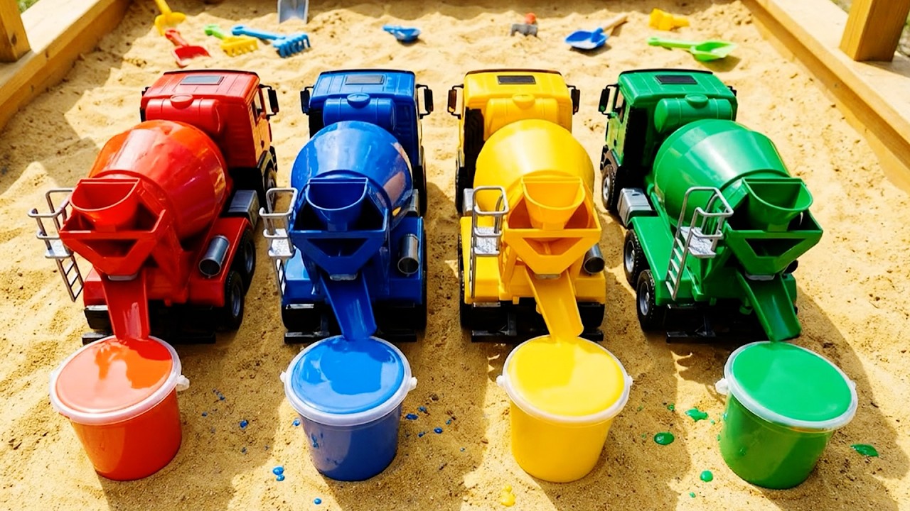 🌈 Magic Color Paint Surprise! Learn Colors with Toy Trucks for Kids 🚒💨
