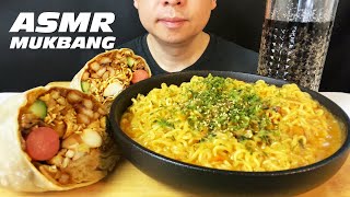 ASMR MUKBANG KOREAN SPICY NOODLES CHICKEN BURRITO | EATING SOUNDS | NO TALKING | LUCAS ASMR