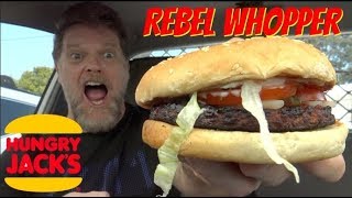NEW Rebel Whopper Review    Hungry Jacks AKA Burger King Mukbang