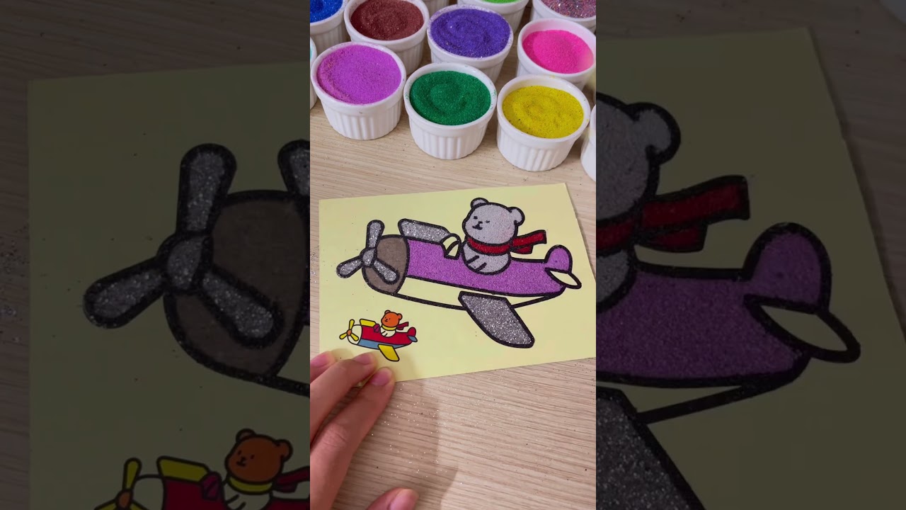 Relaxing sand painting coloring page of a flying car riding a horse