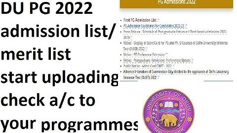 DU PG first admission list 2022 has start to be uploaded | DU LLB first admission list