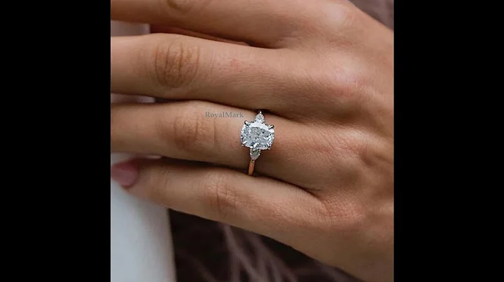 7x9mm Elongated Cushion Cut Simulated Diamond Three Stone Ring in 14k White Gold for Anna Avery