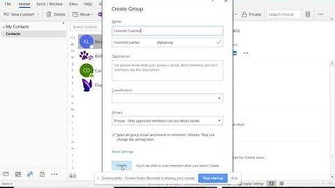 Creating Groups in Outlook 2019