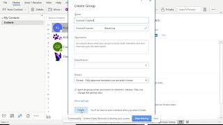 Creating Groups in Outlook 2019