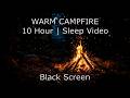 8D Campfire ASMR 🔥 Black Screen | Fire Crackling + Owl + Crickets | 10 Hours Deep Sleep