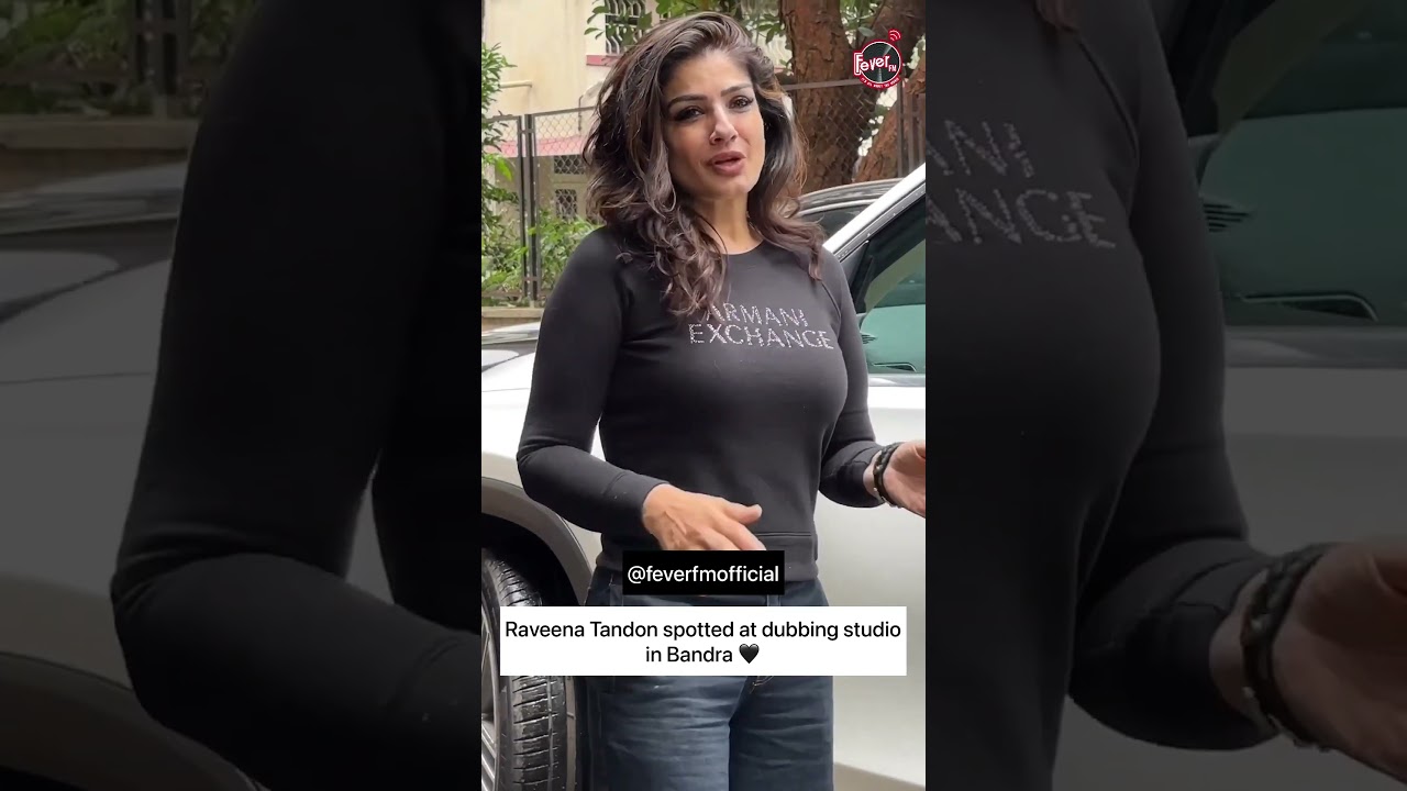 Raveena Tandon spotted at dubbing studio in Bandra 🖤