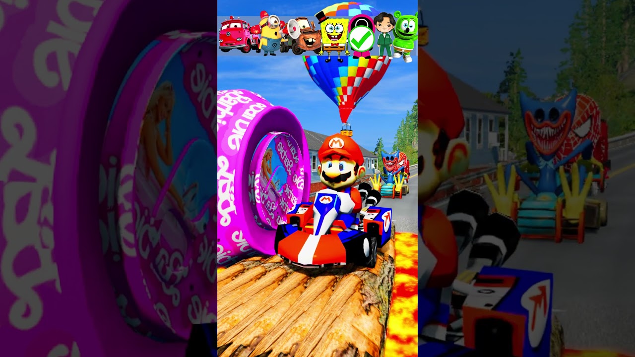 Gummy Bear & Sprunki & Crazy Frog & Spiderman Train & Squid Game VS Barbie in BeamNG.Drive part-164