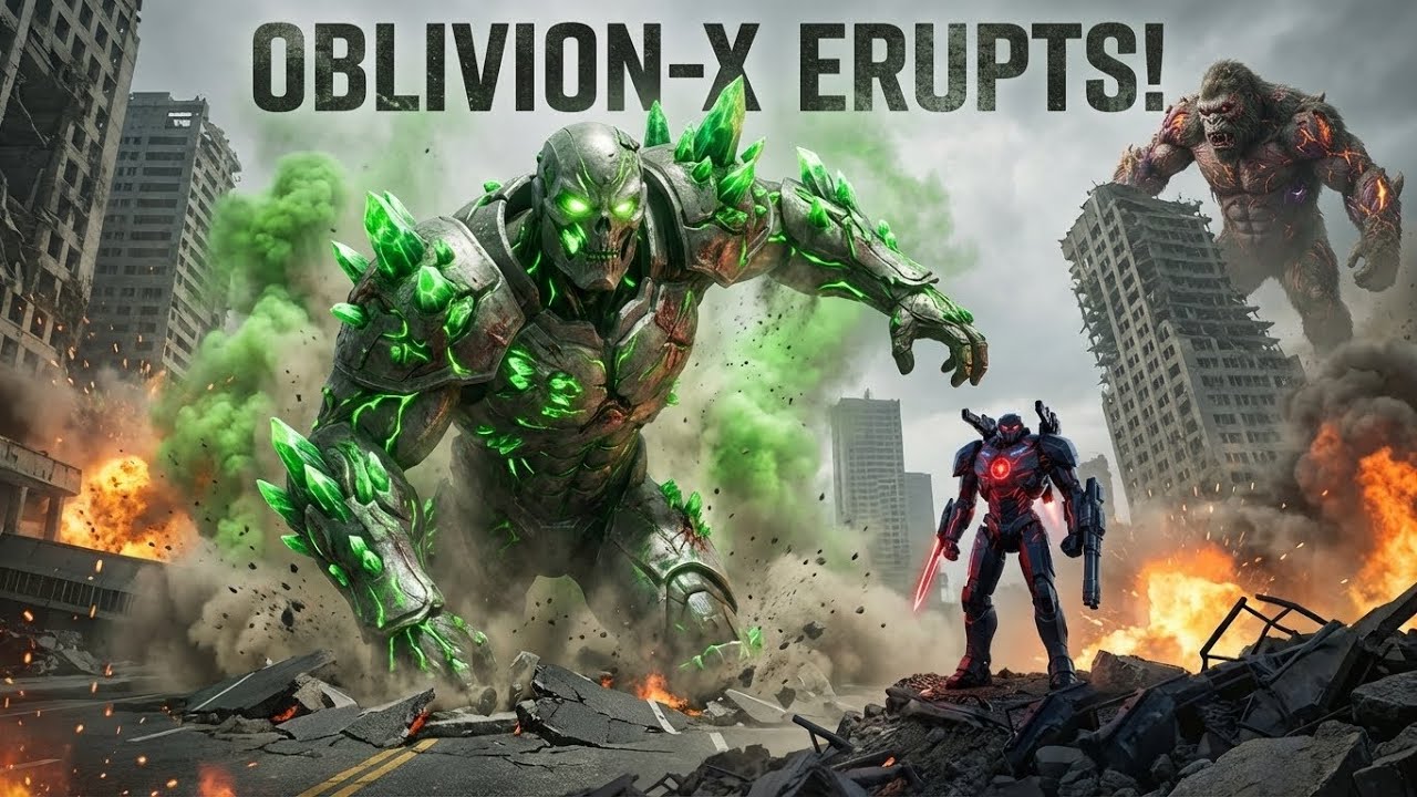 OBLIVION-X Awakens as KONG-X Destroys the City  ROVER X Faces Total Collapse ai generated robot