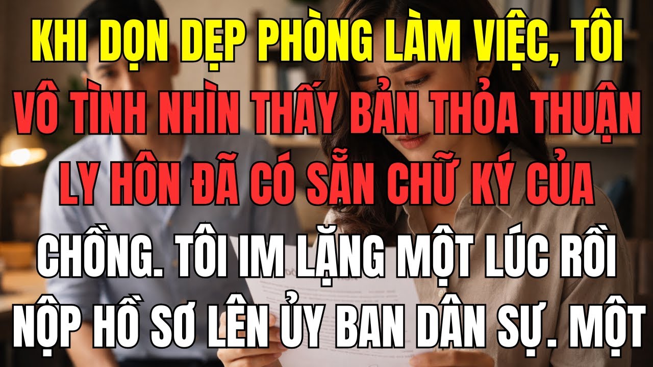Khi dọn dẹp phòng làm việc, tôi vô tình nhìn thấy bản thỏa thuận ly hôn đã có sẵn chữ ký của chồng