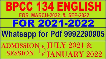 BPCC 134 Solved Assignment 2021-22 in English Pdf @20rs 9992290905.