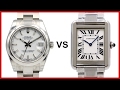 ▶ Rolex Datejust 31 vs Cartier Tank Solo - WATCH COMPARISON (round vs square watches)