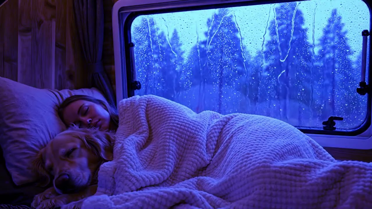 Blue Night Thunderstorm Sounds with Heavy Rain for Peaceful Deep Sleep