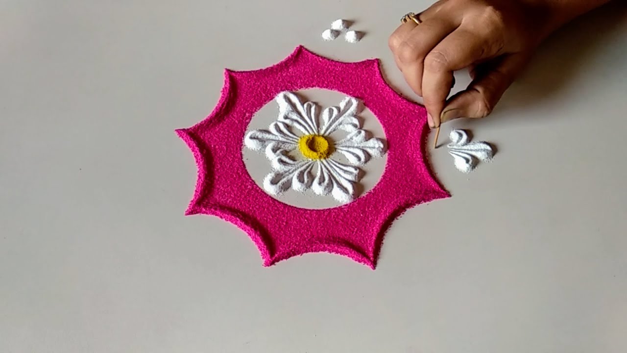 Very easy small and innovative rangoli design - YouTube