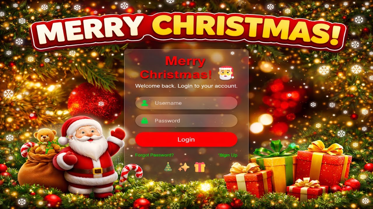 Create Christmas Login Page🎄Using HTML CSS |Glassmorphism |#coding # ...