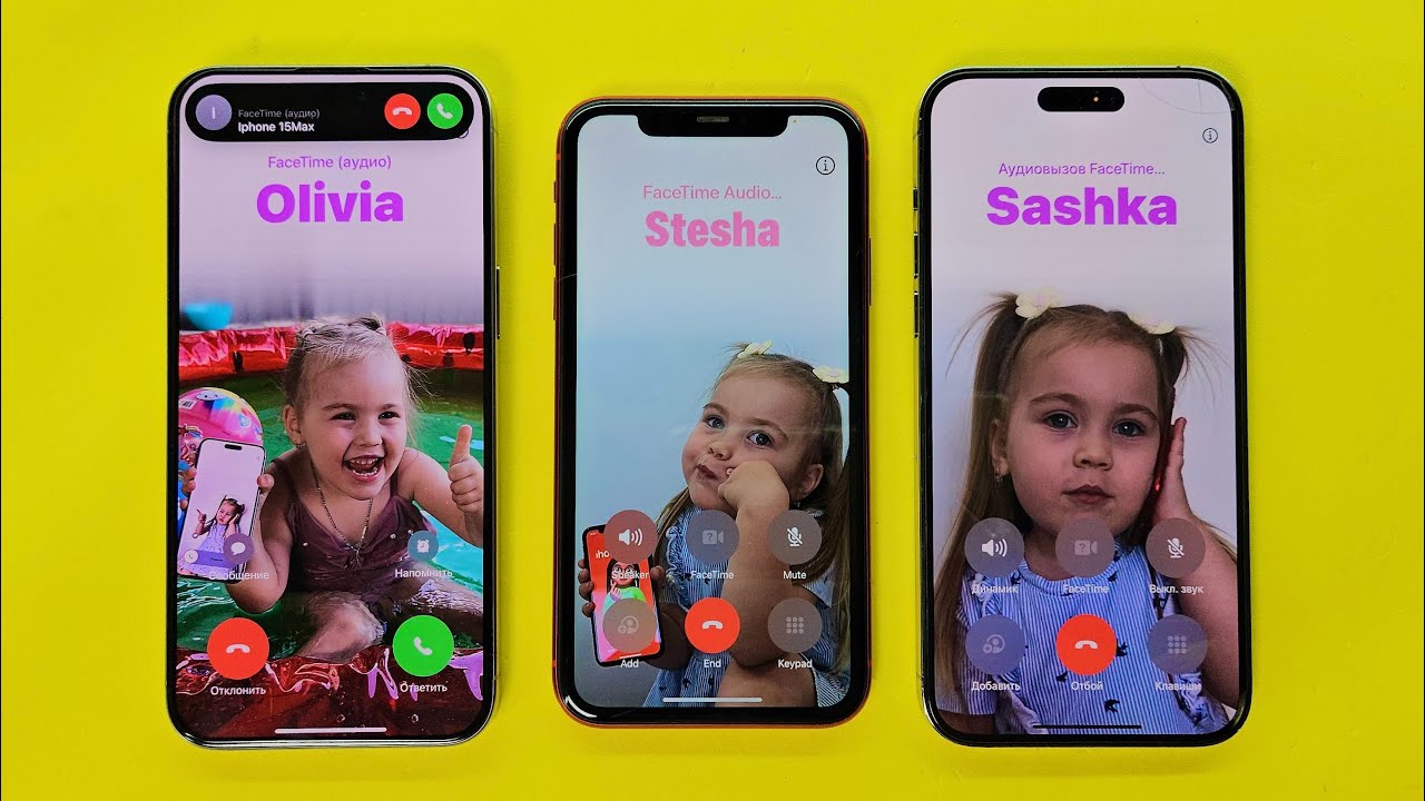Little Girls Olivia Three iPhone FaceTime Audio incoming Call iPhone 15Pro Max vs 14Max vs iPhone 11