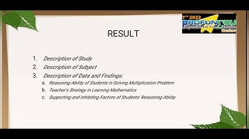 The 7th Profunedu 2022: The Overview of Elementary School Students Reasoning in Multiplication P S