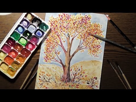 Рисуем дерево акварелью / Draw A Tree In Watercolor
