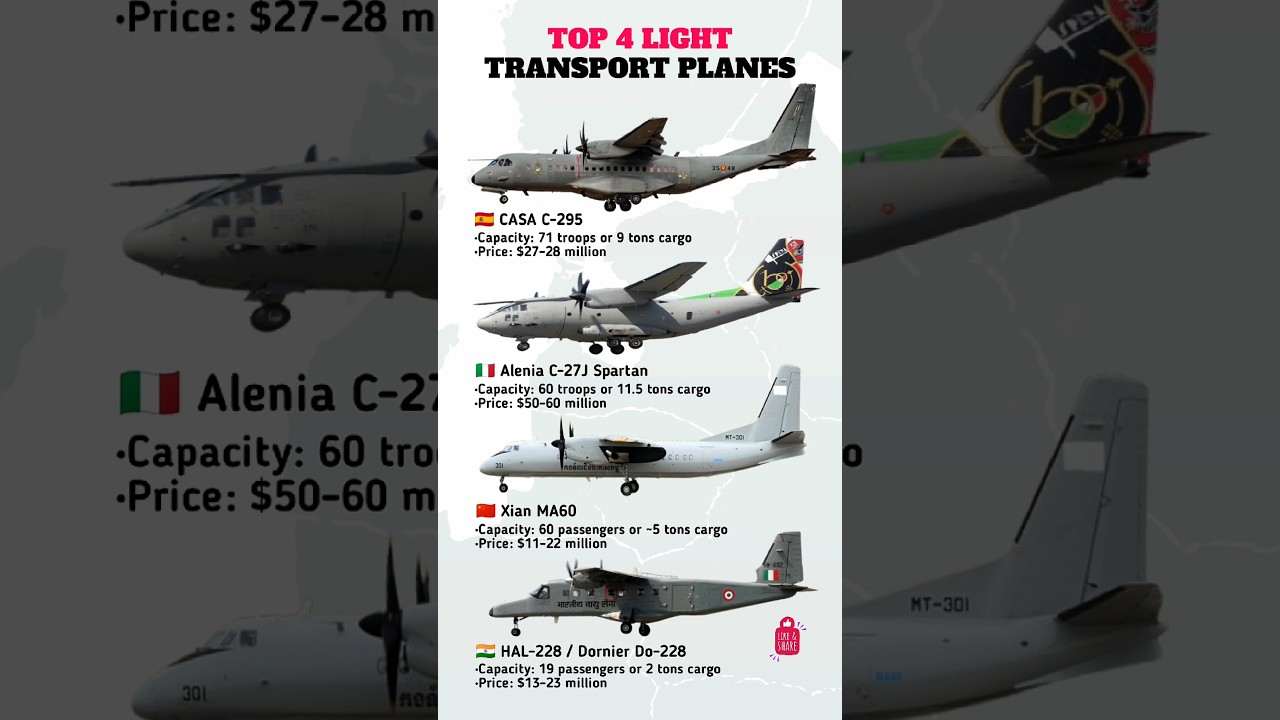 Top 4 Light Military Transport Planes in the World 🌍✈️