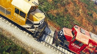 GTA 5 Mods Funny Moments - TRAIN VS TRAIN (MONSTER TRUCK)