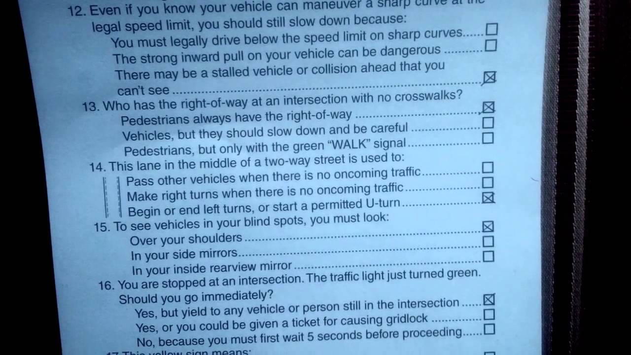 California DMV Written Permit Test June 2013 - YouTube