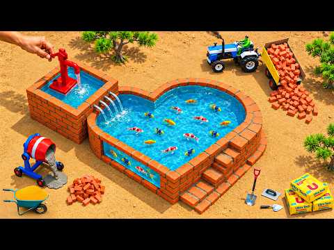 DIY Science Project Mini Water Well - How to make a modern Pool Tank and Mini Hand Pump With Brick