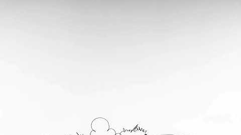 Simple landscape drawing with simple line pattern