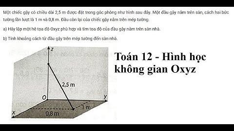 Toán 12: Một chiếc gậy có chiều dài 2,5 m được đặt trong góc phòng như hình sau đây. Một đầu gậy