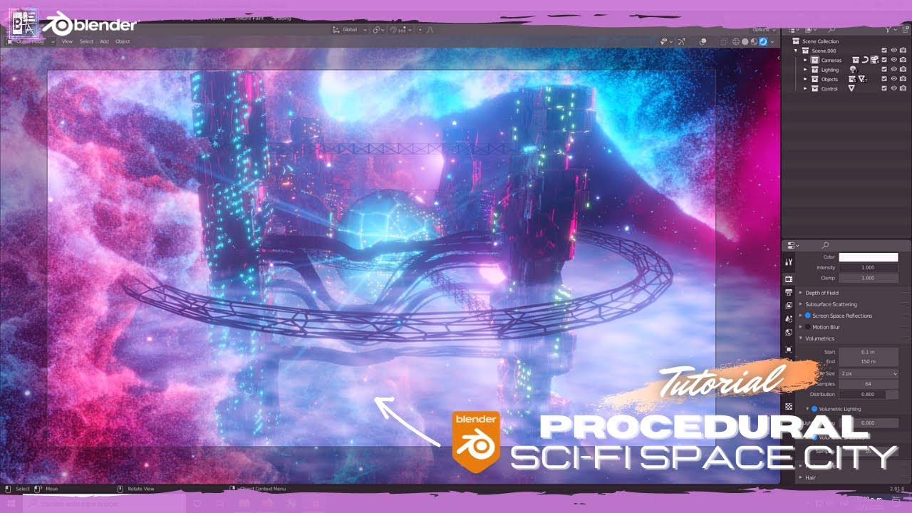Make a complete procedural SCI-FI space city | blender 2.91 tutorial ...