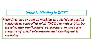 Blinding in Randomized Control Trial