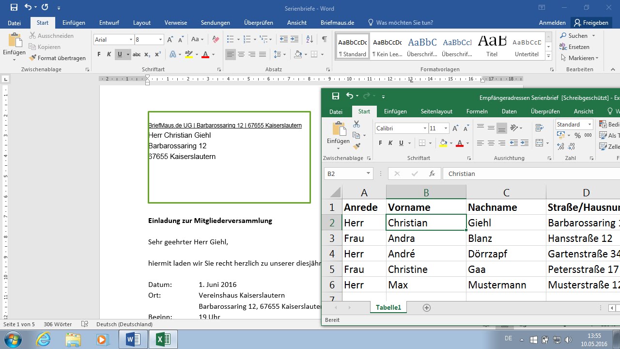 Serienbrief In Word 16 Erstellen Verschicken In 5 Minuten Youtube