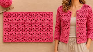 Stunning 2-Row Repeat Crochet Pattern for Beginners | Easy Stitch for Cardigans & Scarves 🧣🌸 screenshot 4