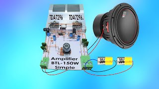 DIY Powerful Bass Amplifier BTL 150W Using 2 TDA 7296 IC High-quality Sound, simple by Share Tech Creative 5,767 views 1 year ago 9 minutes, 9 seconds