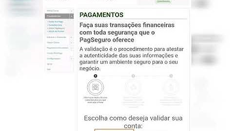 Verificação validação da conta PagSeguro.