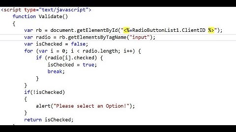 Validating RadioButtonList Using JavaScript in asp.net