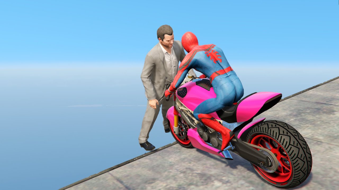 GTA 5 Spiderman Motorcycle Fails | Ragdoll Falls Ep.15 [Euphoria Physics Funny Moments]