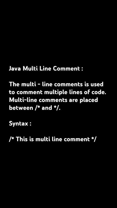 Java Multi Line Comment.. #coding #java #programming #corejava#coding # ...
