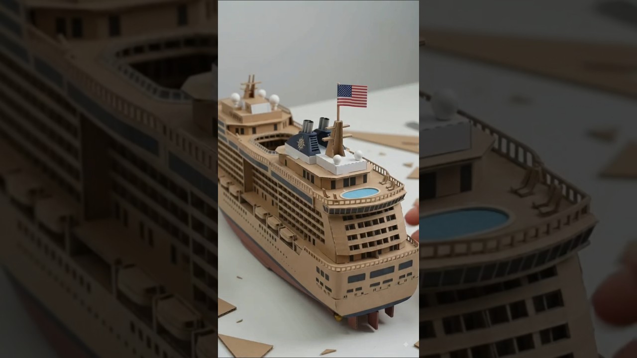 MSC World America 🇺🇸 Made Entirely from Cardboard! 🤯🚢 | Incredible DIY Cruise Ship #shorts