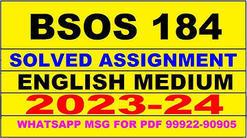 bsos 184 solved assignment 2023-24 | bsos 184 solved assignment in english 2024 | bsos 184 2024