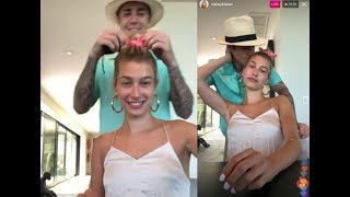 Full Justin Bieber \& Hailey Baldwin Bieber Instagram Live Stream being happy smiling - March 31 2019