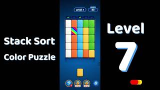 Stack Sort Level 7 Walkthrough | Color Puzzle Gameplay | Solutionguruji