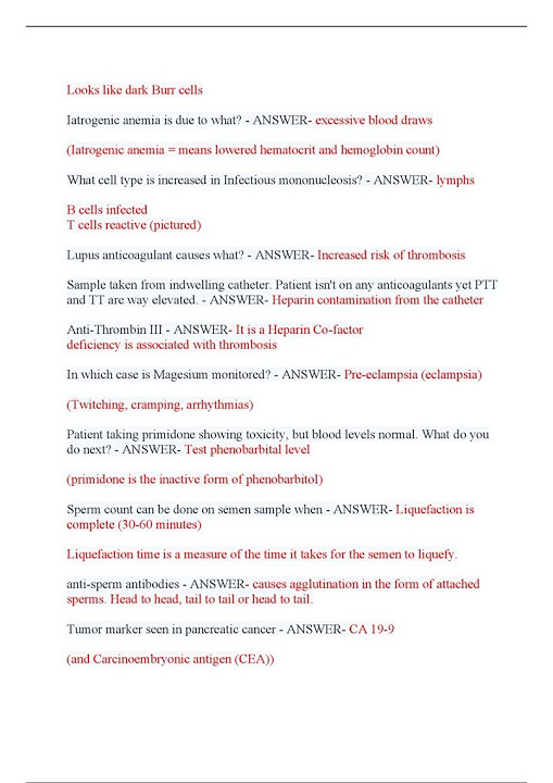 ASCP RECALLS EXAM LATEST 2023 ACTUAL EXAM 200 QUESTIONS AND CORRECT