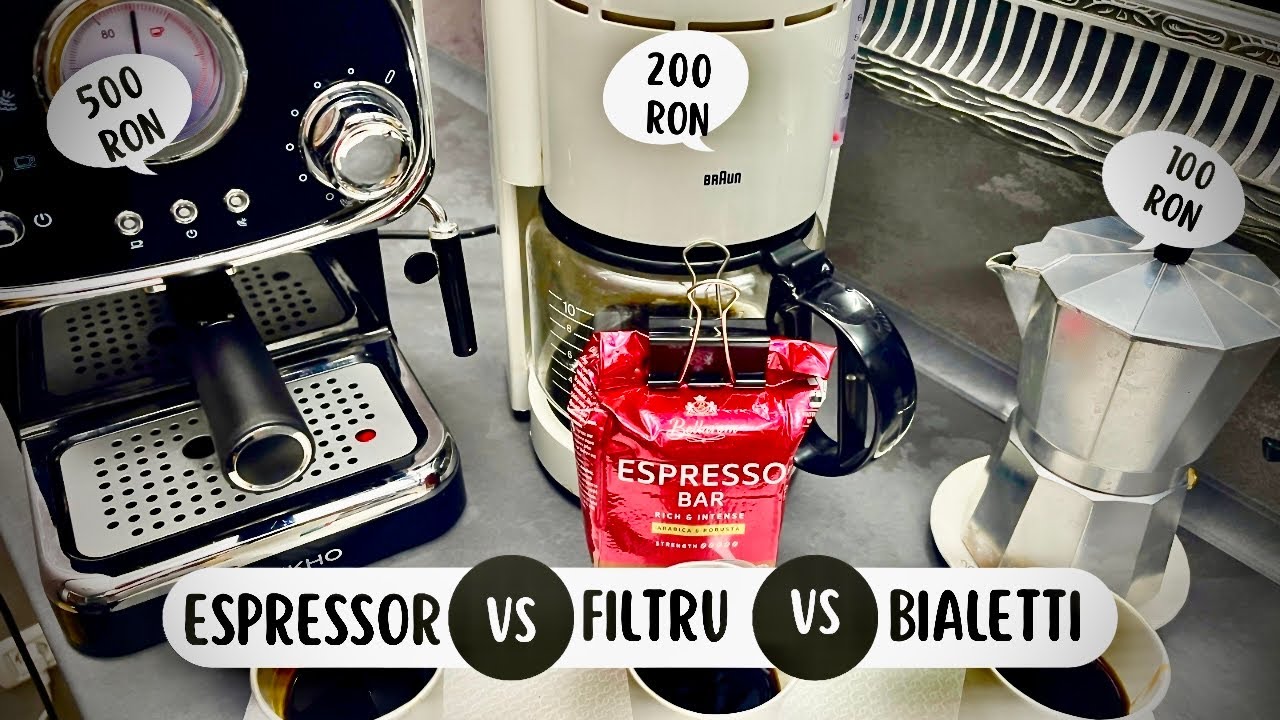 Testez cafeaua la 3 aparate! Cel mai bun aparat de cafea! Espressor, Filtru și Bialetti Moka Express