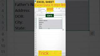 Excel Data में लाइन कैसे लगायेBy Trick | #excel #interview #computer #education #exceltips #shorts