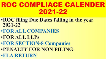 ROC Compliance Calendar for 2021-22 I  ROC filing due dates falling in the year 2021-22.