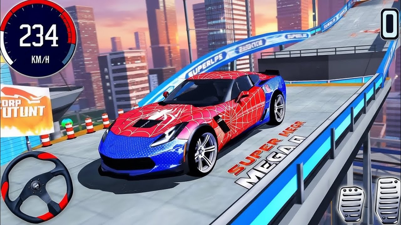 Marvel Racing Game Superhero Car Mega Ramp Impossible GT Car Stunts Racing Game 3D ...