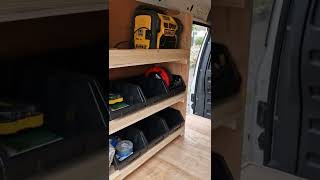 UK Electrician progress on VW Caddy work van racking fit out with Van Vault