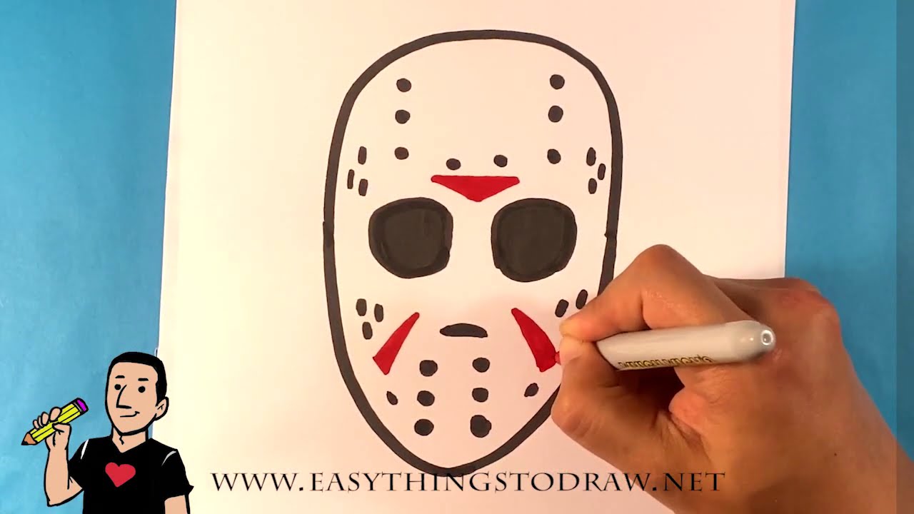 EASY How to Draw JASON VOORHEES MASK 