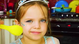 Maya gets ready for the Elsa's princess party. Baby Annabell doll videos & princess dress for dolls.