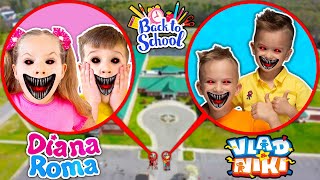 Drone Catches KIDS DIANA SHOW WITH VLAD AND NIKI AT HAUNTED SCHOOL!! *ROMA \& DIANA IN REAL LIFE*