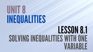 8.1 Solving Inequalities with One Variable NOTES
